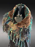 Luxury fur poncholette with clasp, couture avant garde fashion, game of thrones collar