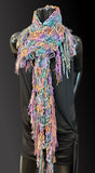 Lightweight knit peach mint lavender scarf bohemian knitwear