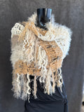 Knit Boho Chic Poncho in cream beige, boho style clothing