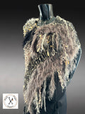 Hand Knit boho style Poncho, Fringed cowgirl style poncho, shoulder wrap.