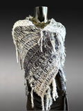 Poncho, Gray taupe jean blue bohemian inspired knit Poncho,Bohemianstevie nicks style