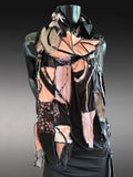Hippie couture fabric scarf, avant garde scarf, bohemian fashion
