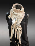 Couture One-of-a-Kind Sculptural Wearable Art Scarf in Ivory | Handmade Fiber Art Accessory