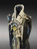 Street style Handmade Upcycled Boho Statement Scarf– Post-Apocalyptic avant garde Textile Art Scarf