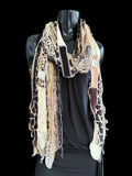 Bohemian long Boho eco-friendly Scarf, Shreds Fringie scarf, street style, animal print scarves,