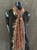 Boho style scarf in rich burgundy brown olive, funky scarves