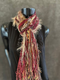 Fringie scarf in burgundy beige shades, Fringe Scarf, bohemian style, boho chic