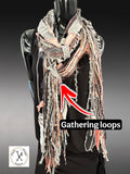 Artisan Boho Art Scarf – Upcycled Fabric & Fiber Statement Wrap, Shreds Fringie Scarf