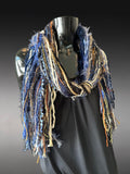 Boho style Scarf in Electric Blue Tan, Indie fashion