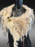 Luxury avant garde fur cowl with charms, Indie capulet, cosplay bride, bohemian shoulder wrap
