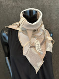 Upcycled couture taupe ivory neck cowl, eco-friendly fashion