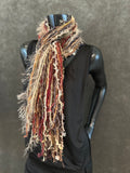 Fringie scarf in burgundy beige shades, Fringe Scarf, bohemian style, boho chic