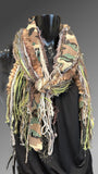 Fringie art Yarn bohemian style camouflage Scarf, luxury art yarn Scarf, fur fringe scarf, boho fashion