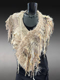 Knit Boho Chic Poncho in beige cream tones, eco friendly shoulder wrap
