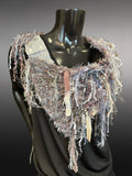 Luxury knit couture fringe cowl, Indie capulet, bohemian handmade cowl
