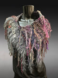 Luxury artwear handspun cowl with snaps and larp details, Indie fashion, boho cowl, larp accessories