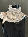 Upcycled couture taupe ivory neck cowl, eco-friendly fashion