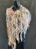 Knit Boho Chic Poncho in blush cream peach, boho style clothing