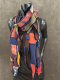 Hippie couture eclectic scarf, vibrant color scarf, bohemian fashion