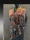Bohemian knit Poncho, autumn color tribal shoulder wrap, Tribal style