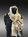 Bold mustard and gray Avant Garde couture eco-friendly fabric scarf