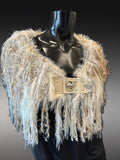 Luxury avant garde fur cowl with charms, Indie capulet, cosplay bride, bohemian shoulder wrap