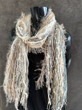 Fringie Yarn Scarf in winter white, boho fashion