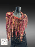 Knit boho statement poncho, fringed luxury artisan autumn color poncho, indie clothing