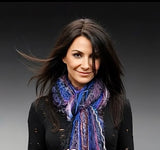 Handmade Boho Fringe Scarf, Blue, Purple & Textured Art Yarn Statement Accessory, avant garde style