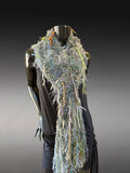Bohemian style knit olive gray fringe scarf, Indie fashion