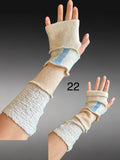 Fabric knit upcycled arm warmers, wrist cuffs, fabric fingerless gloves, upcycled sweater sleeves, arm warmers, Glovies - fingerless mittens
