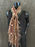 Boho style scarf in autumn burgundy brown tan, funky scarves