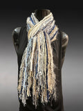 Bohemian style fashion scarf in blue jean tones, luxury art scarves