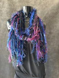 Handmade Boho Indie style art scarf in jewel tones and Electric Blue purple