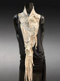 Couture One-of-a-Kind Sculptural Wearable Art Scarf in Ivory | Handmade Fiber Art Accessory
