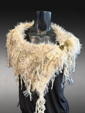 Luxury avant garde fur cowl with charms, Indie capulet, cosplay bride, bohemian shoulder wrap