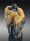 One of a Kind Luxury Red Fox Fur Statement Shawl | Artisan Fiber Art Collar Wrap, game of thrones collar