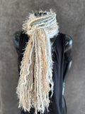 Fringie Yarn Scarf in winter white, boho fashion