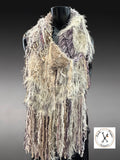 Women ivory boho shawl, Knit Fringed Scarf, bohemian, fur scarves