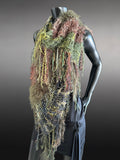 Knit boho poncho, knit wrap pull-over, olive green brown shoulder wrap