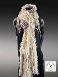 Women ivory boho shawl, Knit Fringed Scarf, bohemian, fur scarves