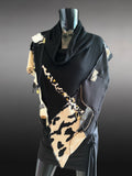 Freeform avant garde black pull/over poncho, designer crop sweatshirt