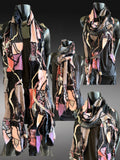 Couture eclectic scarf, bold scarf, black pink fashion