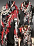 Shreds Fringie Scarf, street style scarf, black red scarf