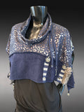 Freeform couture blue jean scarf, boho style