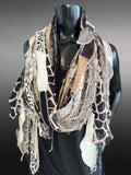 Bohemian long Boho eco-friendly Scarf, Shreds Fringie scarf, street style, animal print scarves,