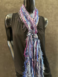 Boho Indie style short art scarf,  purple blue jewel tone scarf, bohemian inspired fashion