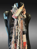Avant garde cream beige pink couture eco friendly Scarf, bohemian style scarves, upcycled fashion