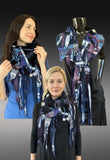 Eco friendly boho style couture blue purple wrap scarf