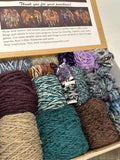 Knitting art yarn bundle, 1.5 lbs, fiber pack, weaving yarns, bulk teal purple yarn gift box